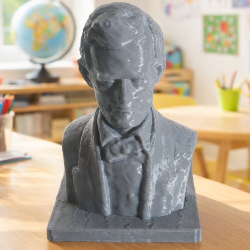 New Abraham Lincoln Bust Statue Sculpture 3D Printed For Art Craft Painting 5x3